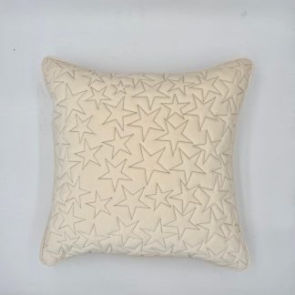 Cuscino Stella 50x50 in velluto liscio antimacchia con ricamo a stella Bianco caldo