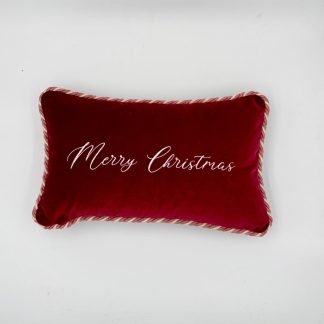 Cuscino Merry Christmas 50x30 in velluto liscio Burgundy
