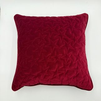 Cuscino Stella 50x50 in velluto liscio antimacchia con ricamo a stella Burgundy